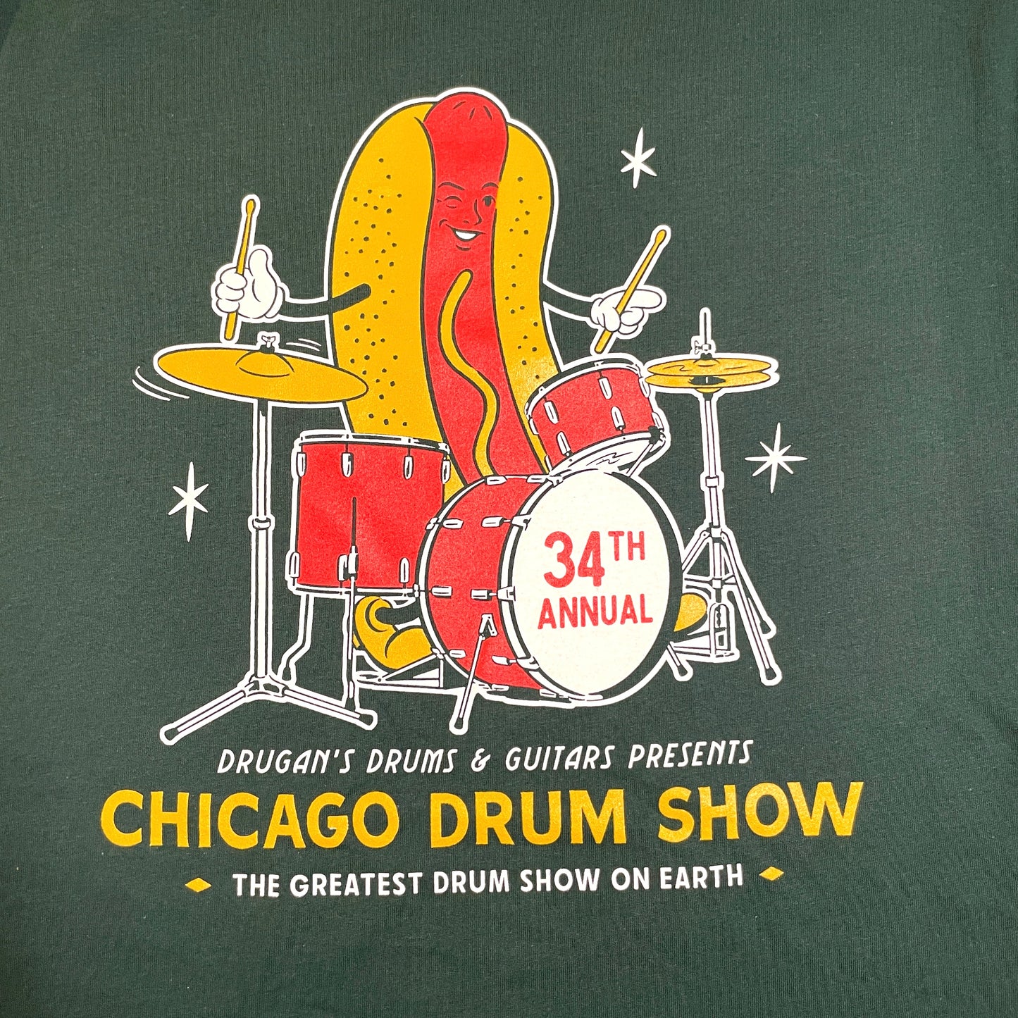 2025 Chicago Drum Show - Hot Dog Cartoon (Forest Green)